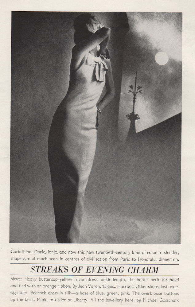 Heavy buttercup yellow rayon dress, by Jean Varson. Fashion. BRITISH VOGUE 1963